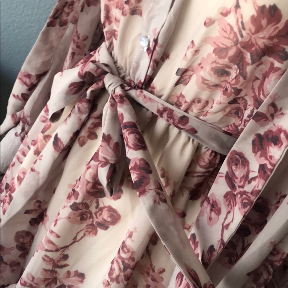 Vintage Rose Floral High Neck Ruffled Midi Dress - Picture 8 of 8
